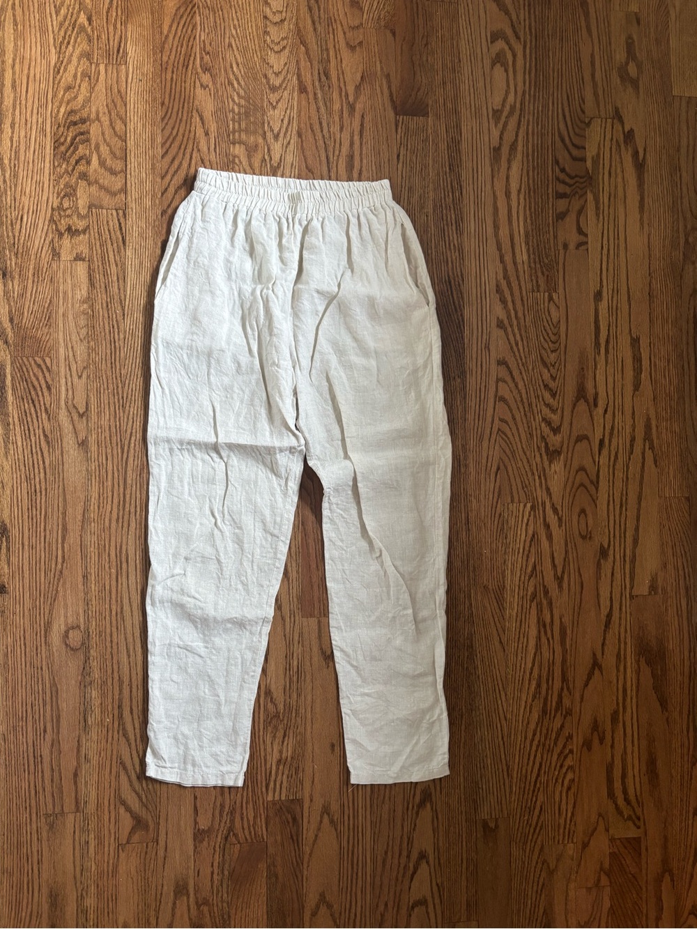 Sotela White Straight-Leg Linen Pants